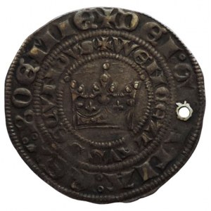 Václav II. 1278-1305, pražský groš Sm.1 dírka 3