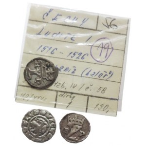 Ludvík Jagellonský 1516-1526, bílý peníz jednostr. + malý peníz R-L-P Smolík IV/54