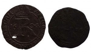 Rudolf II. 1576-1611, numeral groschen 1584 + 1604 with hole 2pcs