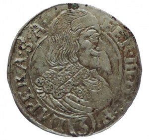 Ferdynand III. 1637-1657, 3 krejcar 1640 Praga-Wolker