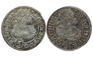 Leopoldo I. 1657-1705, 3 krejcar 1669 SHS Vratislav-Hammerschmidt + 3 krejcar 1670 SHS purificato 2 pz.