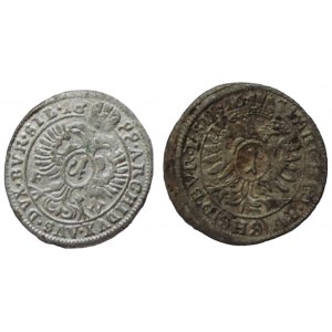 Leopold I. 1657-1705, 1 krejcar 1671 SHS Vratislav-Hammerschmidt + 1 krejcar 1699 FN Opolí-Nowak 2ks
