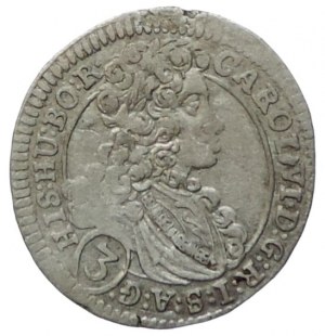 Charles VI. 1711-1740, 3 krejcar 1713 b.n. Prague-Ritter