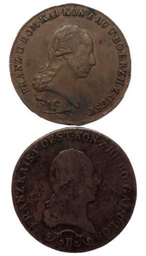 Francis II. 1792-1835, Cu 6 krejcar 1800 C + Cu 3 krejcar 1812 B (2/1-)