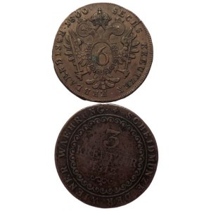 František II. 1792-1835, Cu 6 krejcar 1800 C + Cu 3 krejcar 1812 B (2/1-)