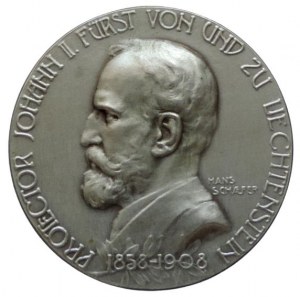Liechtenstein Johan II., AE medaile postříbřená