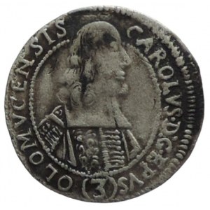 Olomouc biskupství, Karel II. Lichtenstein 1664-1695, 3 krejcar 1666 SV-316 tmavé fleky