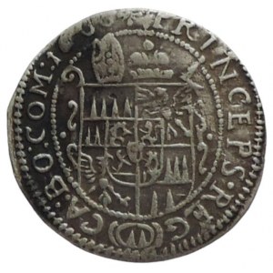 Olomouc biskupství, Karel II. Lichtenstein 1664-1695, 3 krejcar 1666 SV-316 tmavé fleky
