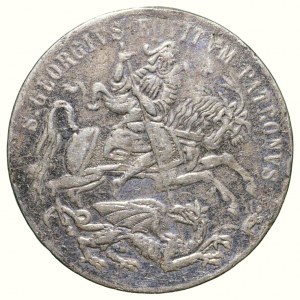 Medaglia ecclesiastica, medaglia di San Giorgio b.l. - San Giorgio a cavallo che combatte con un drago