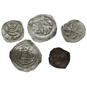 Leopold VI. ca. 1210-1230, fenik CNA B 113 + konvolut středověkých feniků 4ks: 13./14 okřídlený lev čelně