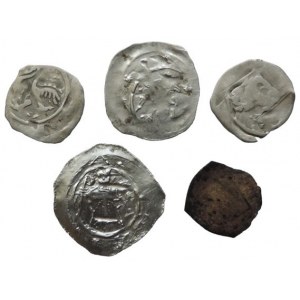 Leopold VI. ca. 1210-1230, fenik CNA B 113 + konvolut středověkých feniků 4ks: 13./14 okřídlený lev čelně