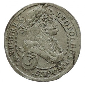 Leopold I. 1657-1705, 3 krejcar 1695 Vídeň dr.vada