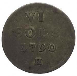 Leopold II. 1790-1792, VI sols 1790 H for Luxembourg