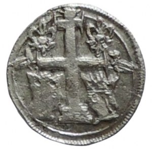 Karol Róbert z Anjou 1307-1342, denár s korunovanou bustou/krížom