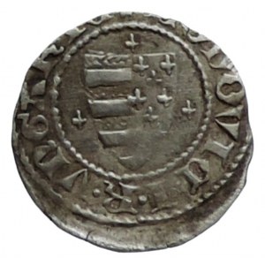Ludvík z Anjou 1342-1382, denár erb/sv. Ladislav