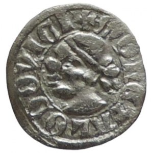 Ludvík z Anjou 1342-1382, denár hlava Saracéna