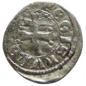 Ludvík z Anjou 1342-1382, denár hlava Saracéna