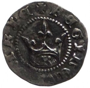 Maria Andegaweńska 1385-1395, denar korona/krzyż