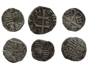 Sigismund of Luxembourg 1387-1437, denarius Huszár 576 + parvus Huszár 580 - 5x 6pcs