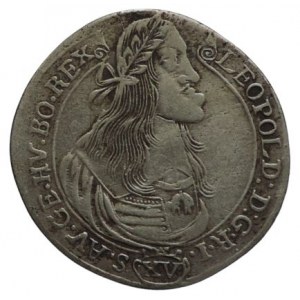 Leopold I., XV krejcar 1663 KB starý podložní štítek