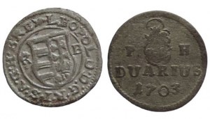 Leopold I., denár 1676 KB + duárius 1703 KB/PH 2ks