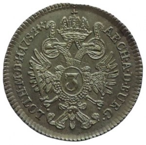 Joseph II. 1780-1790, 3 krejcar 1782 B RR
