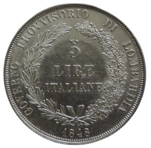 REVOLUTION 1848-1849, 5 Lira 1848 M