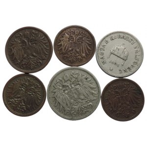 FJI 1848-1916, 20 hal 1894 + 10 fillér 1894 + 2 hal 1912 + 1 hal 1897
