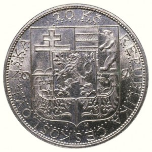 Czechoslovakia 1918-1938, 20 CZK 1937 TGM