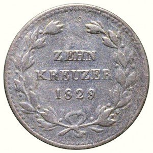 Baden, Ludwig 1818-1830, 10 kreuzer 1829