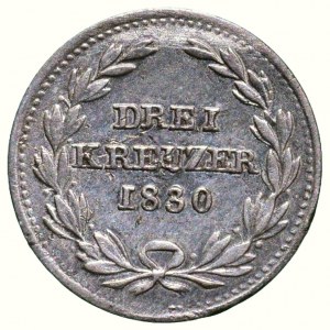 Baden, Ludwig 1818-1830, 3 kreuzer 1830