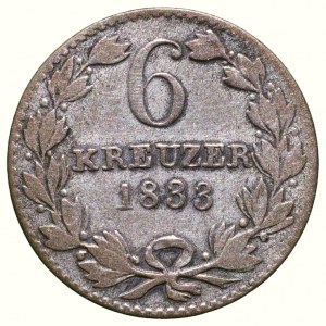 Baden, Carl Leopold Friedrich 1830-1852, 6 kreuzer 1833