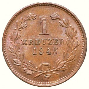 Baden, Carl Leopold Friedrich 1830-1852, 1 kreuzer 1845