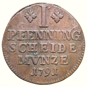 Braunschweig-Wolfenbuettel, Karl Wilhem Ferdinand 1780-1806, 1 pfennig 1791 M.C.