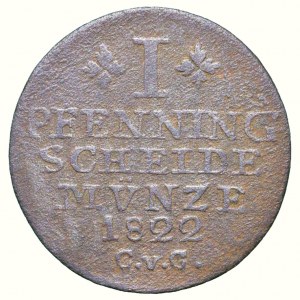 Braunschweig, Herzog Karl 1815-1830, 1 pfennig 1822 C.v.C.