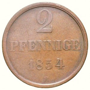 Braunschweig, Herzog Wilhelm 1831-1884, 2 pfennig 1854 B