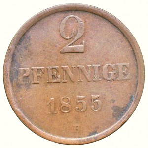 Braunschweig, Herzog Wilhelm 1831-1884, 2 pfennig 1855 B