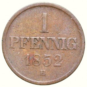 Braunschweig, Herzog Wilhelm 1831-1884, 1 pfennig 1852 B
