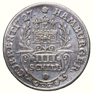 Hamburg město, IIII schilling 1727 IH-L
