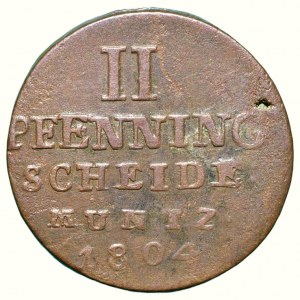 Hannover-Kurfusteum, Georg Wilhelm 1760-1807, 2 pfennig 1804 G.F.M.