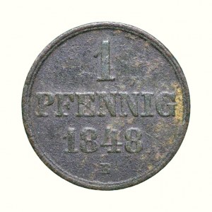 Hannover, Ernst August 1837-1851, 1 pfennig 1848 B