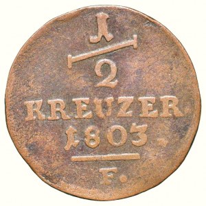 Hessen-Kassel, Wilhelm I. 1803-1806, 1813-1821, 1/2 kreuzer 1803 F