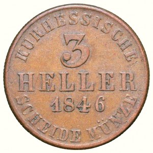 Hessen-Kassel, Wilhelm II. et Friedrich Wilhelm 1831-1847, 3 heller 1846