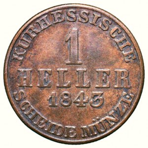 Hessen-Kassel, Wilhelm II. et Friedrich Wilhelm 1831-1847, 1 heller 1843