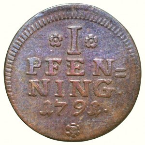 Lippe, Friedrich Wilhelm Leopold 1782-1802, 1 pfennig 1791