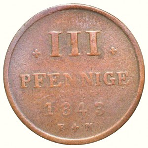 Mecklenburg-Strelitz, Georg 1816-1860, 3 pfennige 1843