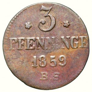 Rostock město, 3 pfennig 1859 B.S.