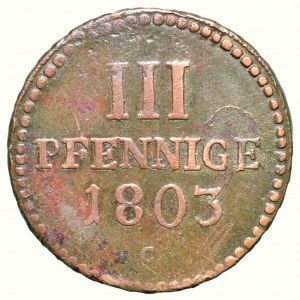 Sasko-Albertinská linie, Fridrich August III. 1763 - 1806, 3 pfennig 1803 C