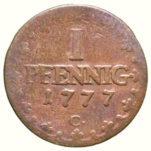 Sasko-Albertinská linie, Fridrich August III. 1763 - 1806, 1 pfennig 1777 C
