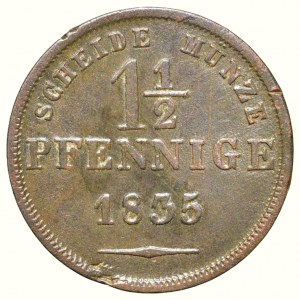 Sasko, Coburg und Gotha, Ernts I. 1806-1844, 1 1/2 pfennig 1835